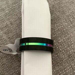 Tungsten Carbide Ring Dragon Glass Polished Finish With Rainbow Inlay